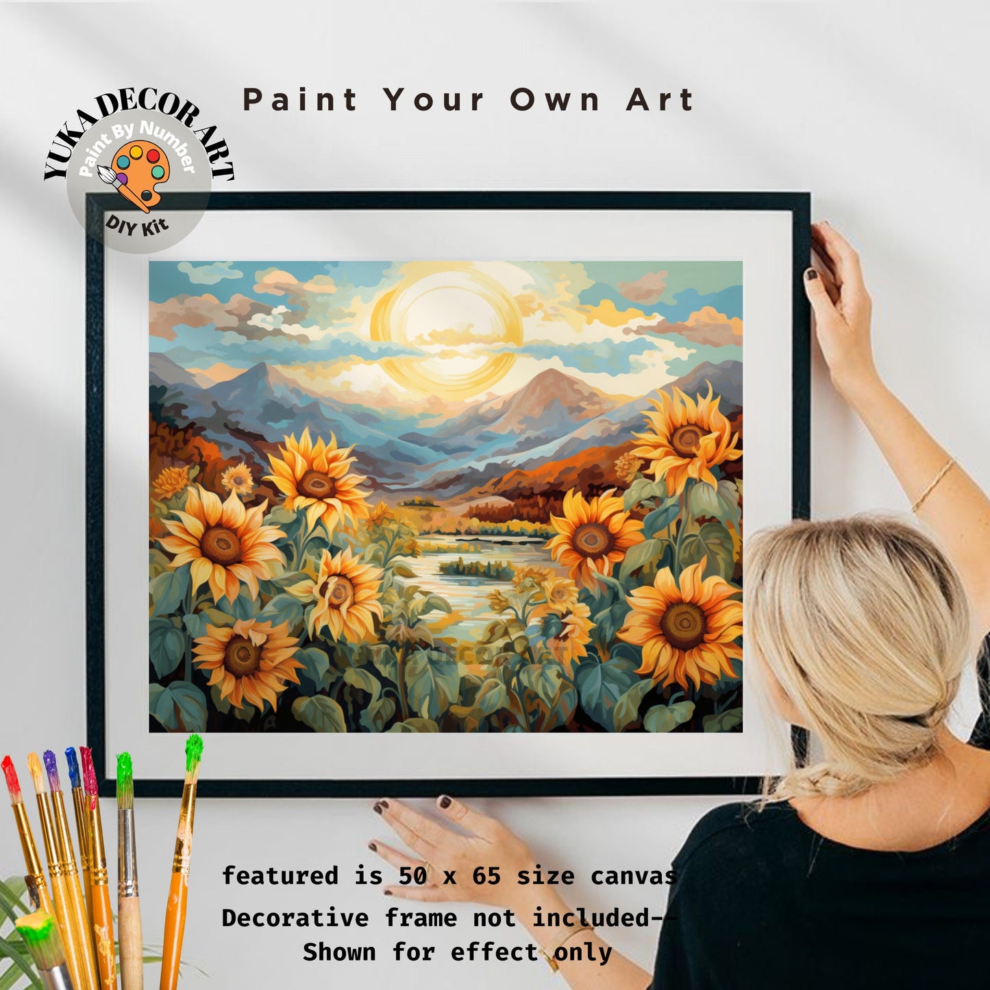 Sunflowers Adult PAINT by NUMBERS DIY Kit Mountain Valley Sunrise Art Easy Beginner's Oil Painting Kit Birthday Anniversary Gift For Mom Dad