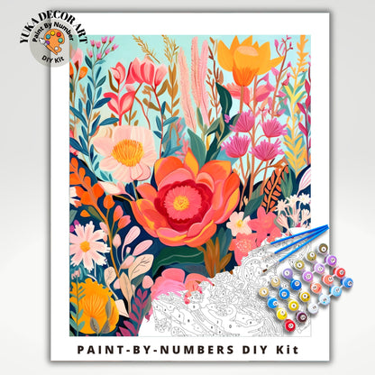 Wildflowers PAINT by NUMBERS Kit Adults Spring Flower Garden DIY Painting Easy Beginners Hobby Kit Wall Art | Birthday Gift Wife Mom Grandma