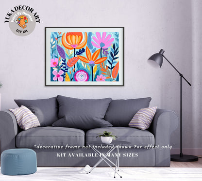 DIY Flowers PAINT by NUMBER Kit for Adults Modern Boho Whimsical Art Easy Beginner Acrylic Paint Custom Wall Art Custom Canvas Gift for Mom