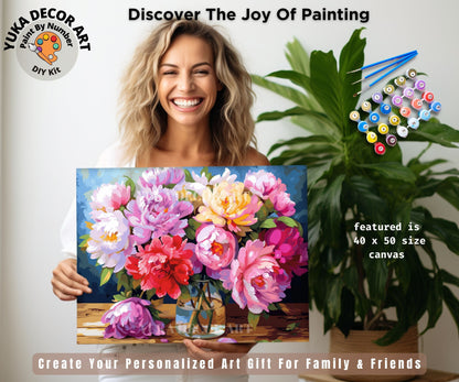 Spring Flowers Vase PAINT by NUMBER Kit Adults Still Life Vintage Style DIY Painting Easy Beginners Wall Art Housewarming Gift Mom Sister