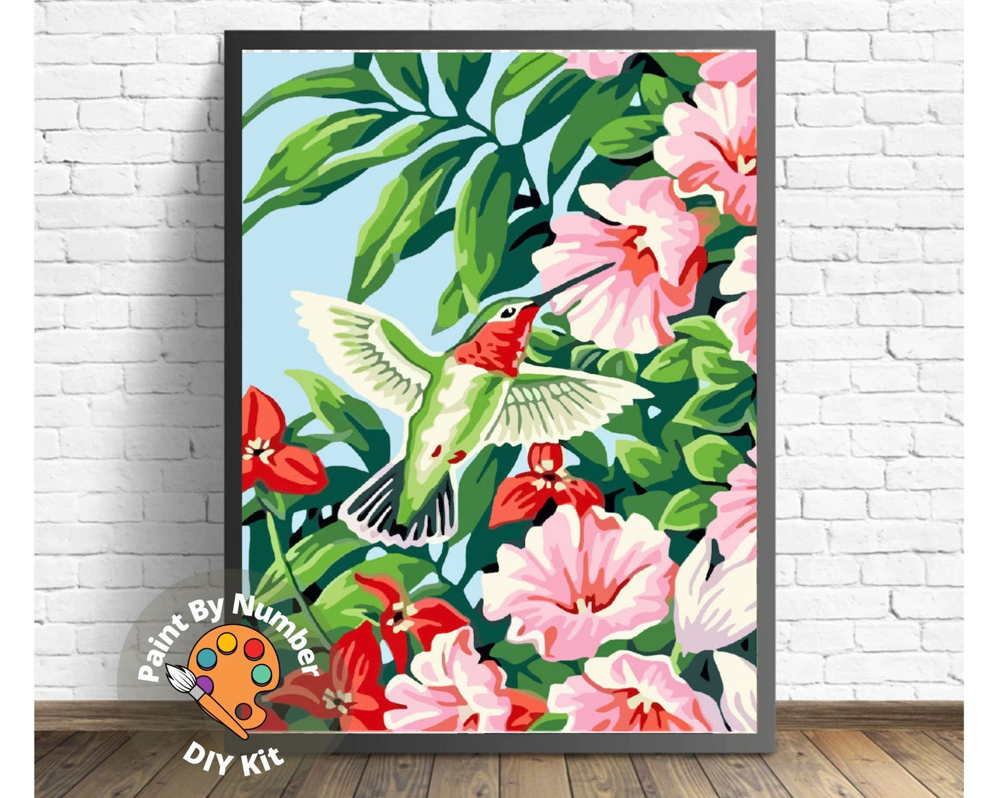 Bird PAINT by NUMBER Kit for Adults ,Garden Flowers ,Easy DIY Beginners Acrylic Paint Kit ,Living Bedroom Wall Art Decor Gift