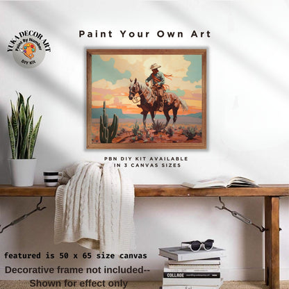 Cowboy PAINT by NUMBER Kit Adult Desert Horse Grand Canyon Southwest Vintage Style Art Easy Beginner Oil Painting DIY Gift For Boyfriend