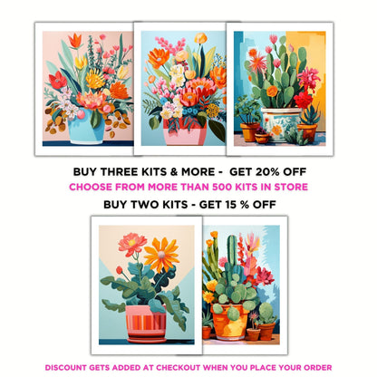 PAINT by NUMBERS Kit for Adults Minimalist Vibrant Cactus Art Easy Beginners Boho Colorful DIY Paint Kit Anniversary Gift