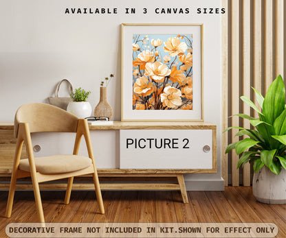 PAINT by NUMBER Kit Adults | Yellow Flowers Set Of 2 | WildFlowers DIY Painting Easy Beginners Hobby Kit Wall Art Birthday Gift Mom Sister