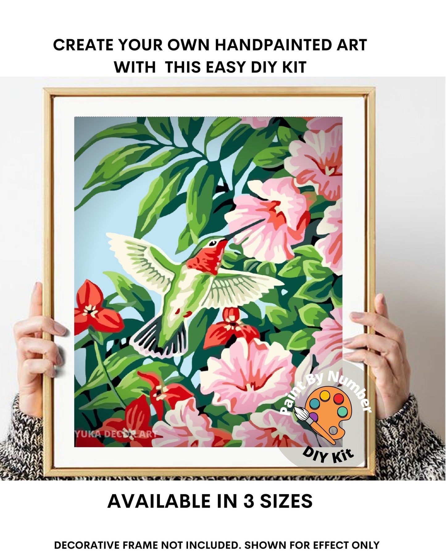 Bird PAINT by NUMBER Kit for Adults ,Garden Flowers ,Easy DIY Beginners Acrylic Paint Kit ,Living Bedroom Wall Art Decor Gift