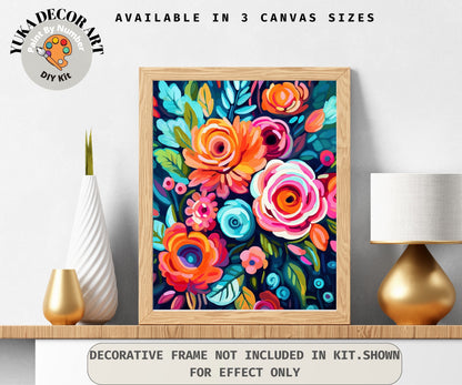 Flowers PAINT by NUMBER Kit for Adults  Roses Floral Painting Easy Beginners Acrylic Paint DIY Kit Wall Art Decor Gift Mom