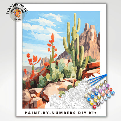 SouthWestern Landscape PAINT by NUMBER Kit Adult Desert Painting Easy Beginner DIY Painting Ranch Decor Housewarming Gift for Mom Girlfriend