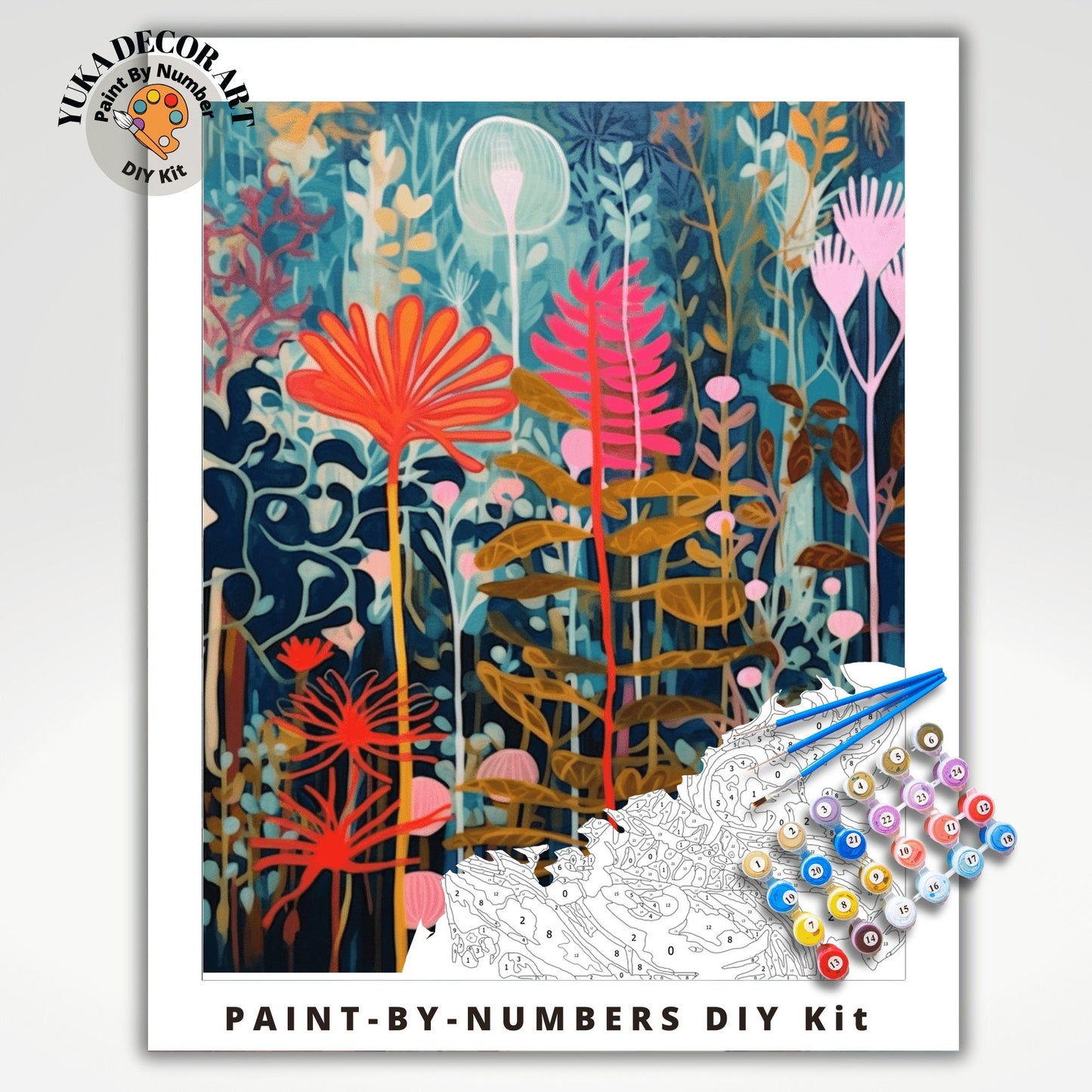 Abstract Floral Adult PAINT by NUMBERS Kit Vibrant Eclectic Art Flowers Easy Beginner DIY Acrylic Painting Birthday Custom Gift For Mom Dad