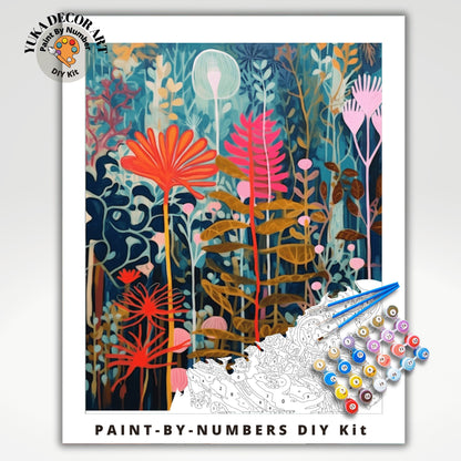 Abstract Floral Adult PAINT by NUMBERS Kit Vibrant Eclectic Art Flowers Easy Beginner DIY Acrylic Painting Birthday Custom Gift For Mom Dad