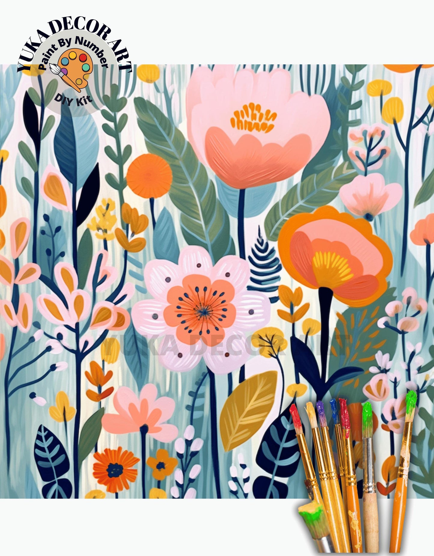 WildFlowers PAINT by NUMBER Kit for Adults  Spring Flowers Painting Easy Beginners Acrylic Paint DIY Kit Housewarming Birthday Gift Mom Dad