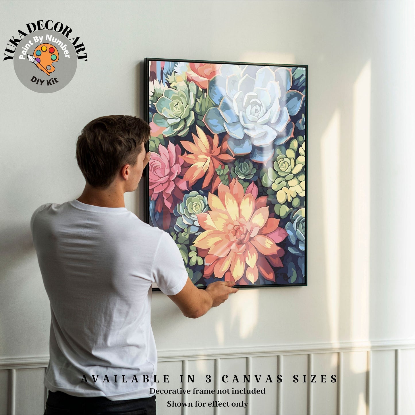 Colourful Succulents PAINT by NUMBER Kit Adult House Plants Garden Lover Easy DIY Beginners Art Painting Kit Birthday Gift For Mom Daughter