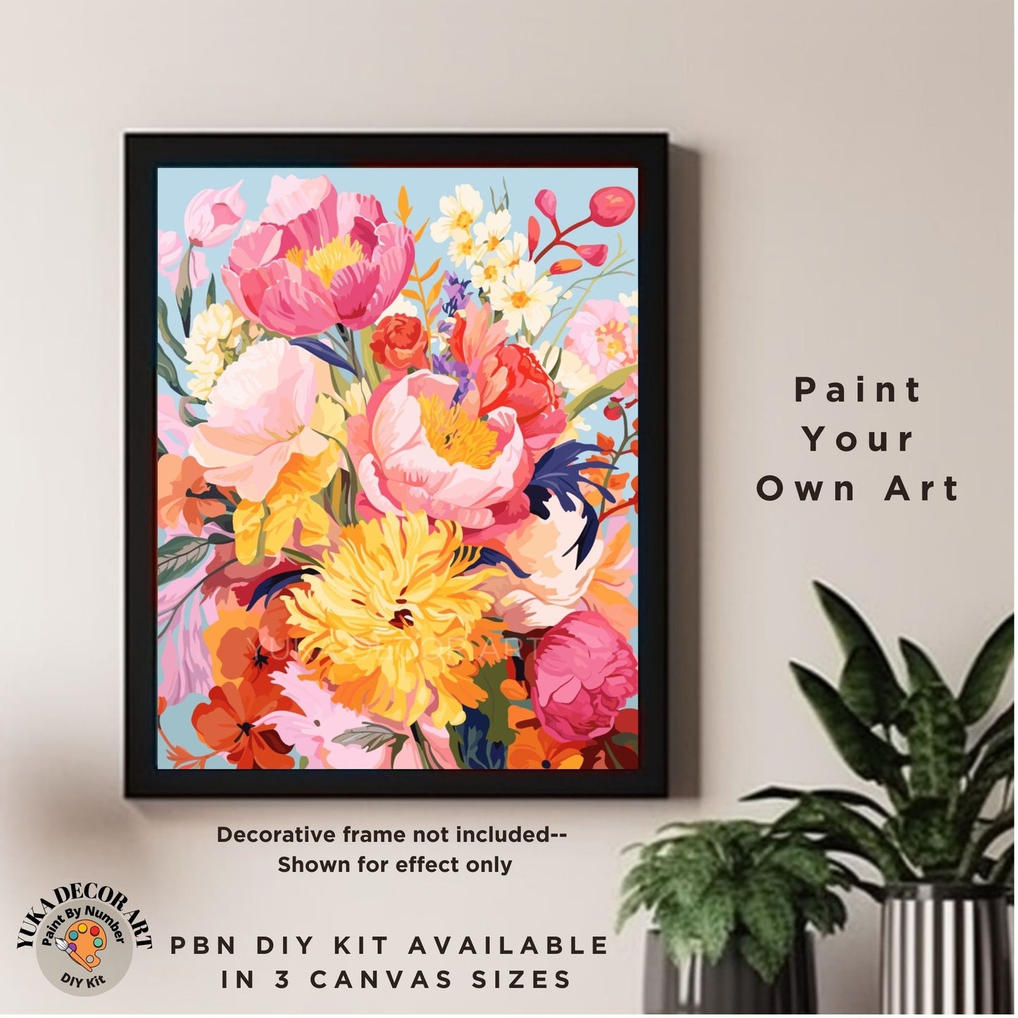 Flowers PAINT by NUMBER Kit for Adults ,Wildflowers Bloom Garden DIY Painting Chic Floral Easy Beginners Paint Hobby Kit Wall Decor Art Gift