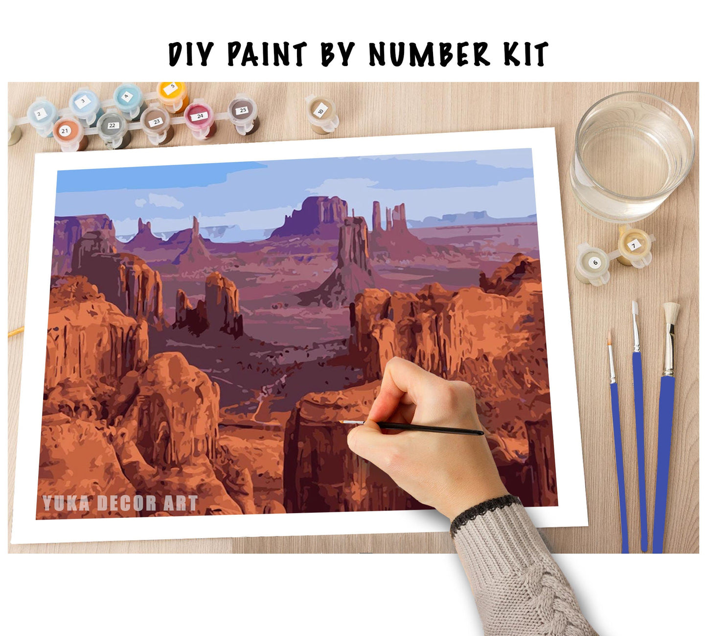 Grand Canyon PAINT by NUMBERS Kit for Adults ,  DIY Paint Kit, Rustic Rock Mountain View ,Adults Acrylic Painting Canvas, Hobby Paint Kit