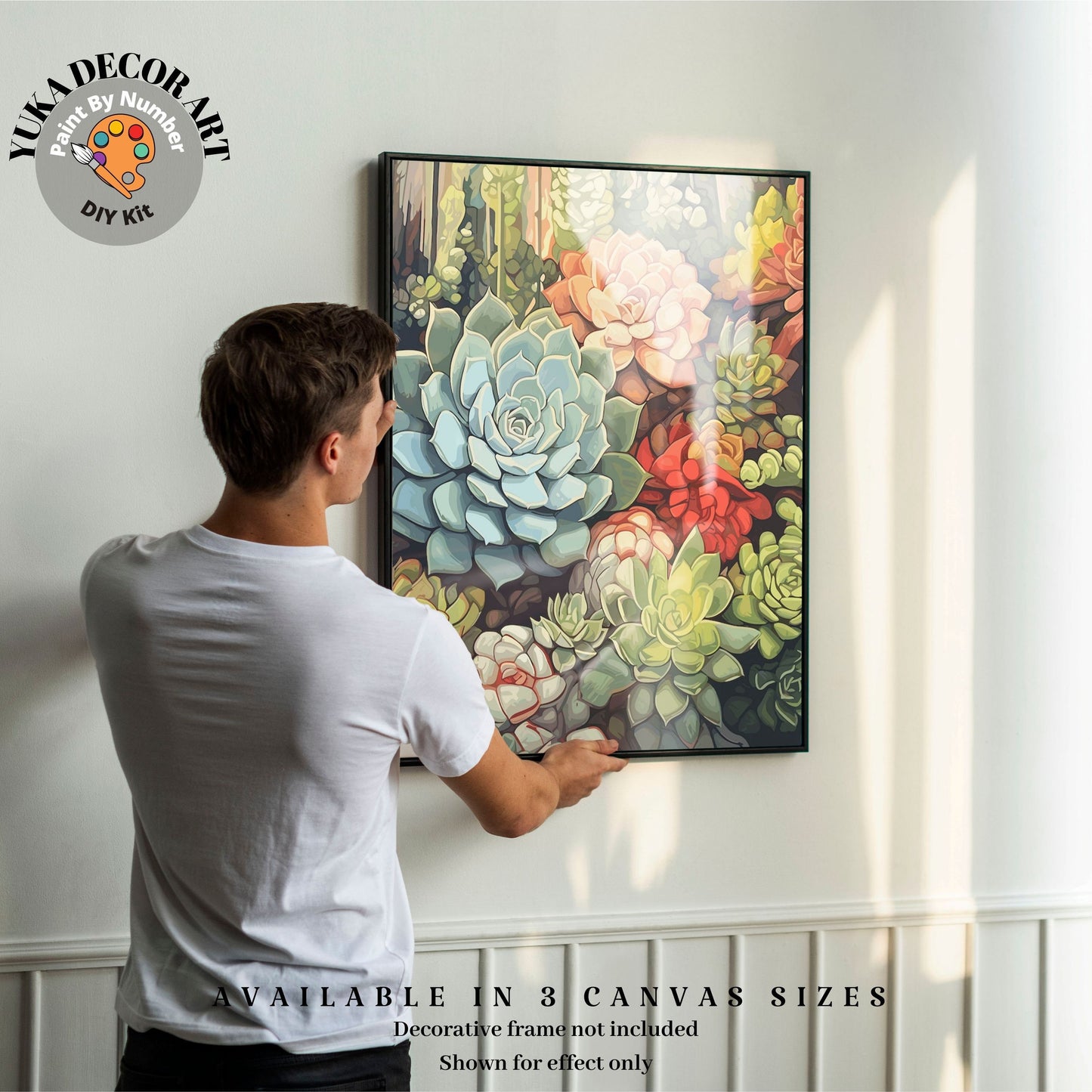 Succulents PAINT by NUMBERS Kit Adult Garden Lover Gift Easy DIY Beginners Adult Paint Kit Gift For Mom Daughter Boho Plant Art Custom Kit