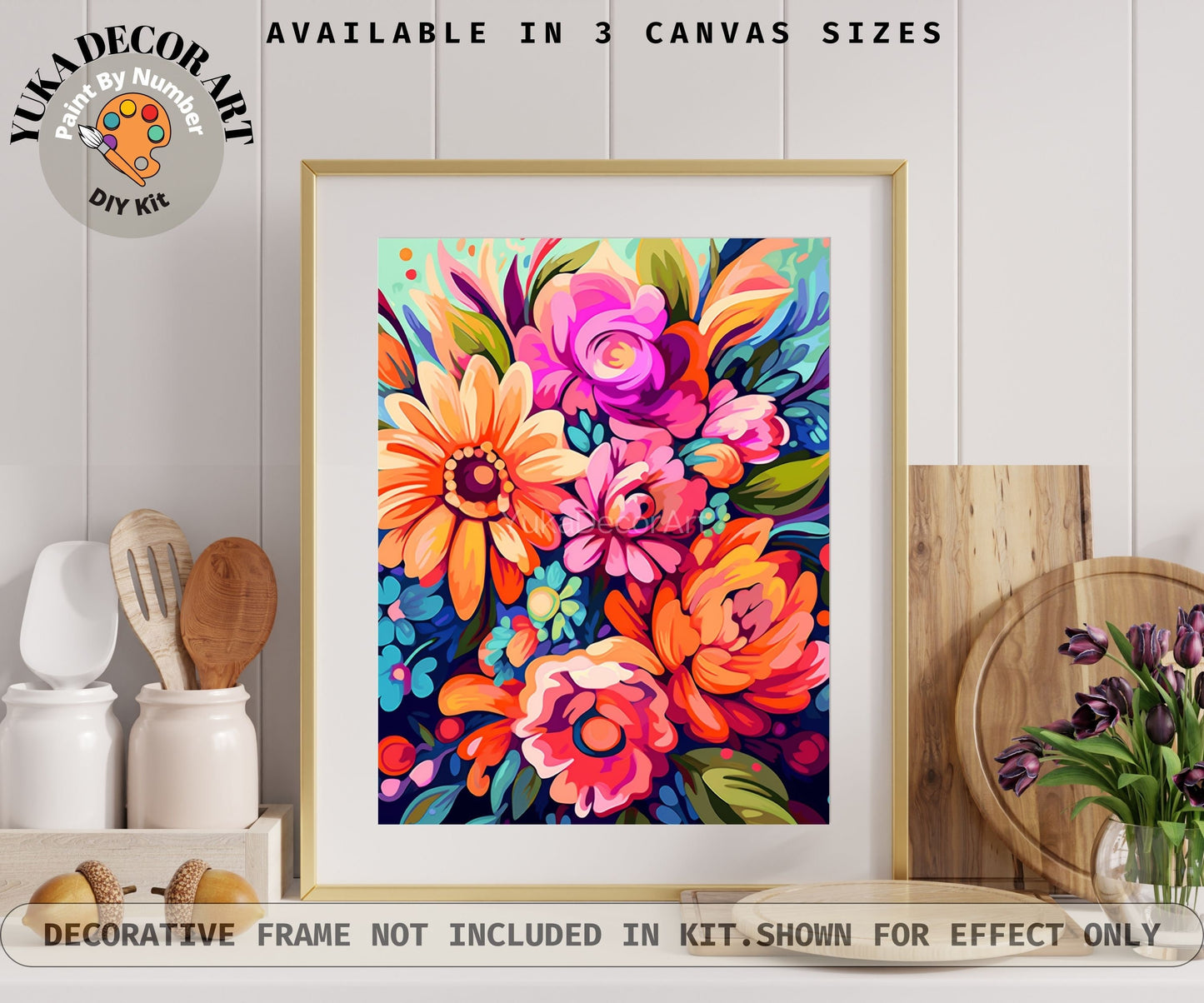 Garden Flower PAINT by NUMBERS Kit for Adults Abstract Flowers Paint Kit Easy Beginners Acrylic Paint DIY Kit Gift for Mom