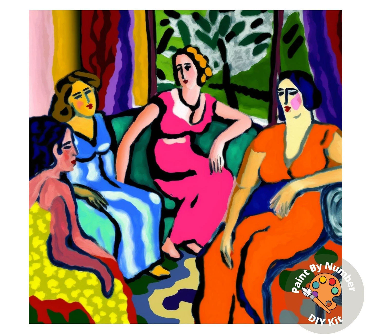Matisse Inspired PAINT by NUMBER Kit Adult, Women Portrait , Friends Chatting, Mid Century Art ,Easy  Acrylic Painting , Decor Gift