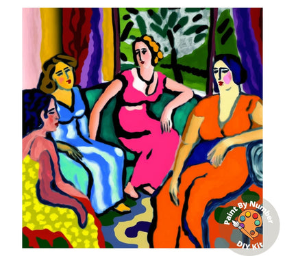 Matisse Inspired PAINT by NUMBER Kit Adult, Women Portrait , Friends Chatting, Mid Century Art ,Easy  Acrylic Painting , Decor Gift