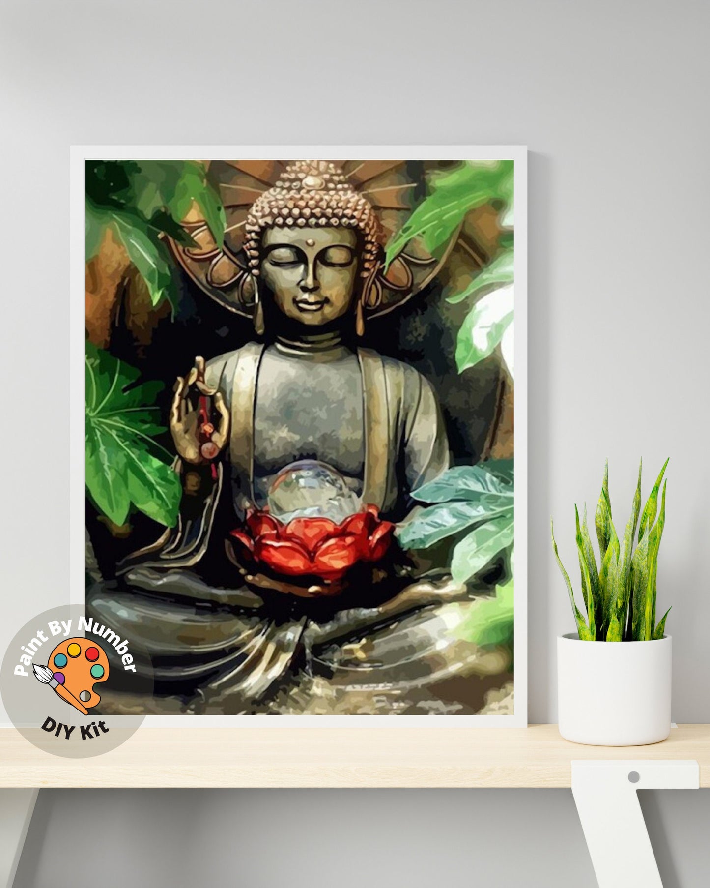 Meditating Buddha PAINT by NUMBERS DIY Kit Adults ,  Asian Theme Wall Decor ,Easy Beginner's Acrylic Painting Kit,Home Decor Wall Art Gift