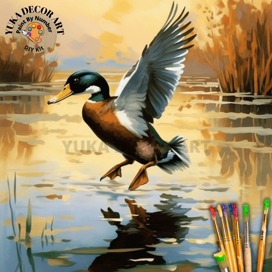 Vintage Style PAINT by NUMBERS Adult DIY Kit Sunset Flying Water Fowl Beginner Acrylic Painting Rustic Cabin Decor Gift For Grandpa Grandma