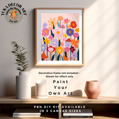 Modern PAINT by NUMBERS Kit Adults Garden Wild Flowers Floral DIY Painting Colorful Easy Beginners Hobby Kit Wall Art Gift