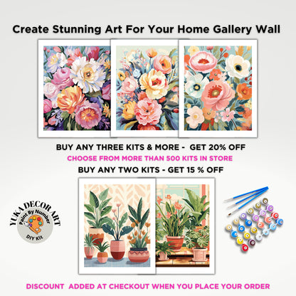 PAINT by NUMBERS Diy Kit Adult Garden Flowers Colourful Wall Art Easy Beginner Acrylic Painting Kit Grandma Mom Aunt Gift