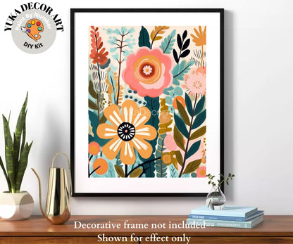 Boho Flower PAINT by NUMBER Kit for Adults Spring Flowers Painting Easy Beginners Acrylic DIY Kit Wall Art Gift Girlfriend