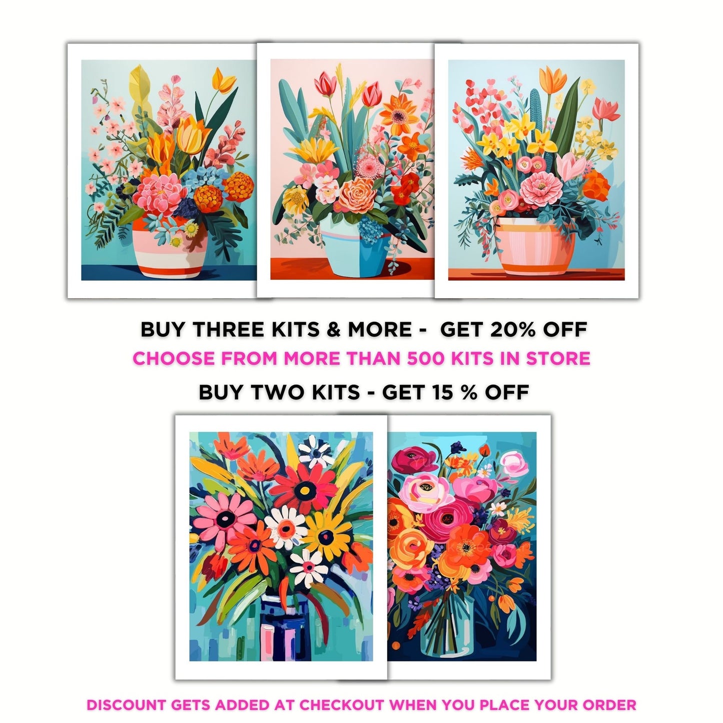 PAINT by NUMBERS Kit for Adults Minimalist Flowers Vibrant Art Easy Beginners Colorful Paint DIY Kit Anniversary Mom Gift | Code: