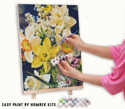 Spring Flowers Paint by Number Kit Adult, Floral Still Life Painting,Easy Beginner Acrylic Paint Kit,Gift For Mom, Home Decor Gift
