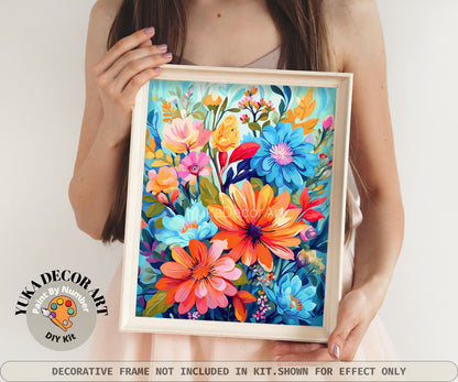 Floral PAINT by NUMBER Kit for Adults Garden Flowers DIY painting Easy Beginners Acrylic Paint Kit Wall Art Decor Mom Gift