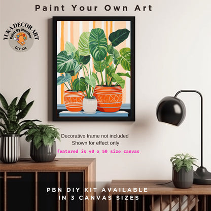 HousePlants PAINT by NUMBERS Kit Adult Boho Rustic Orange Minimalist Wall Art Easy Beginner DIY Painting Kit Gift Mom Dad