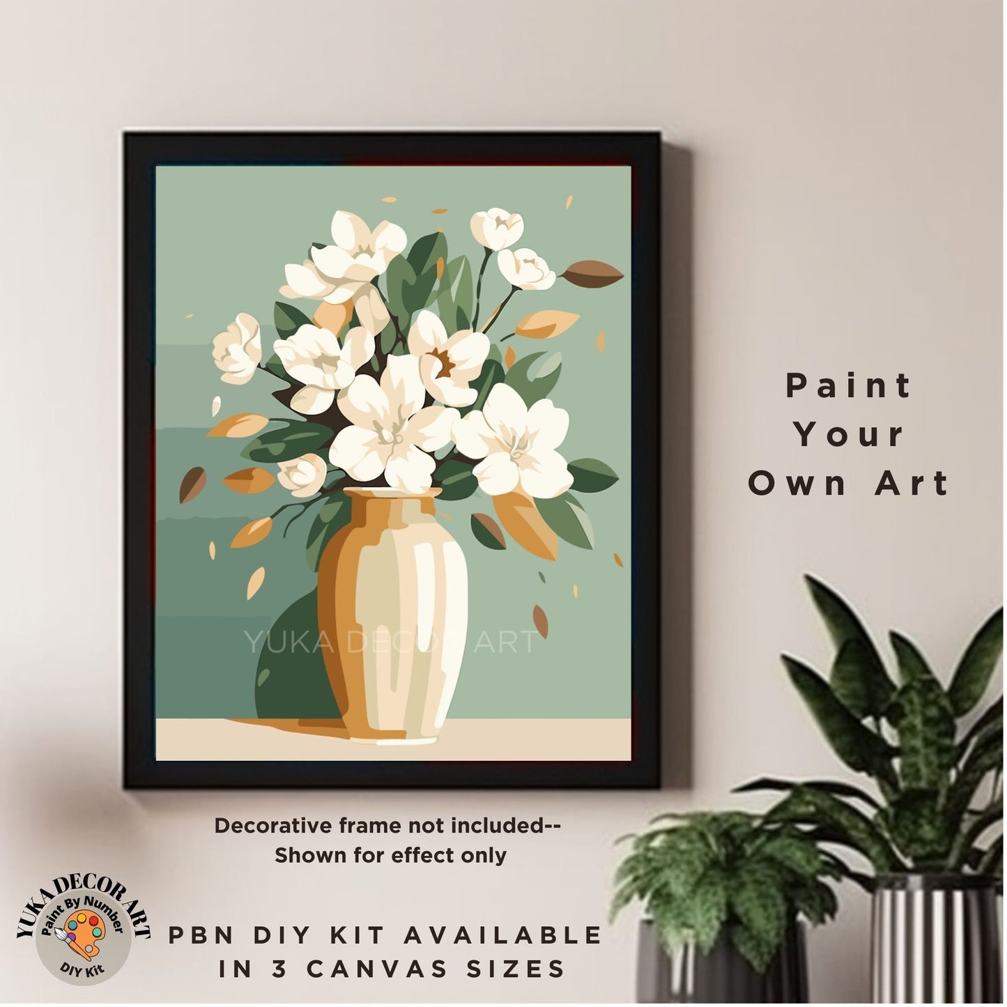 Flowers PAINT by NUMBER Kit for Adults Modern Vase Still Life DIY Painting Easy Beginners Paint Hobby Kit Living Wall Decor Art Mom Gift