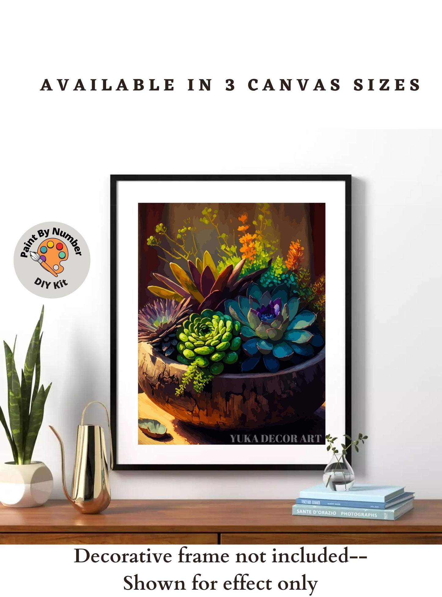 Paint by Number Kit Succulents Garden Bowl, Easy DIY Beginners Adult Painting Kit ,Home Decor ,Birthday Gift For Mom Daughter Aunt