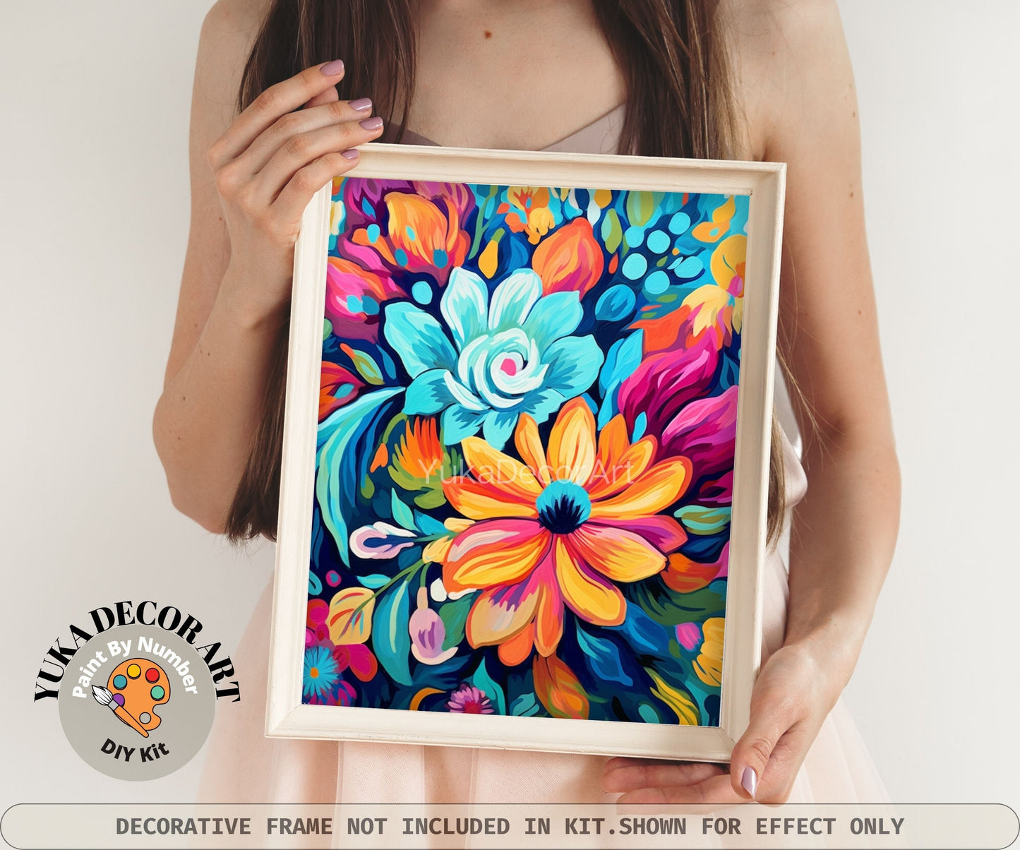 Garden PAINT by NUMBER Kit for Adults Spring Flowers Paint Kit Easy Beginners Acrylic Paint DIY Kit Wall Art Decor Mom Gift