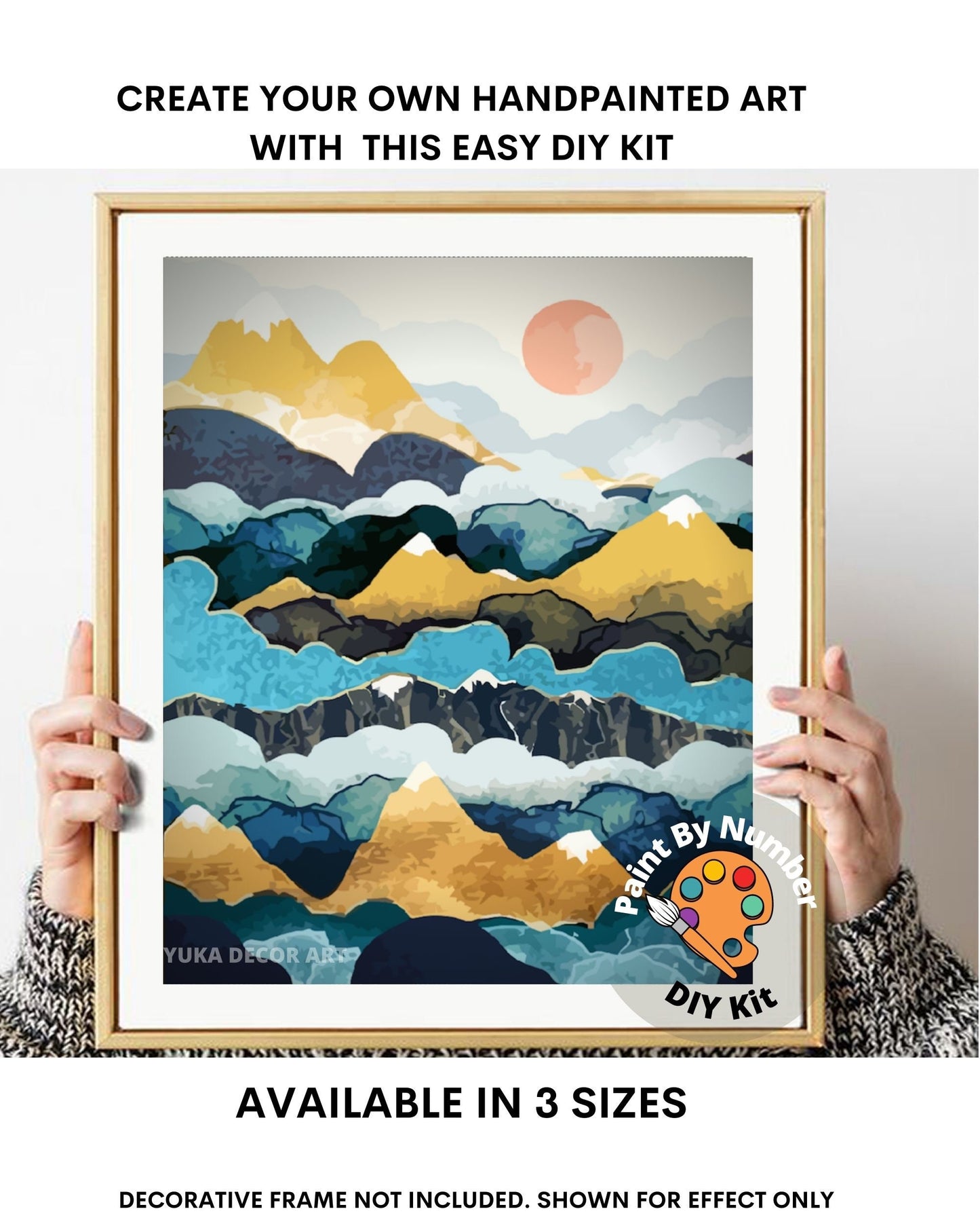 Abstract Mountain PAINT by NUMBER Kit for Adults , Sunrise Scene ,Easy DIY Beginners Acrylic Paint Kit ,Living Bedroom Wall Art Decor