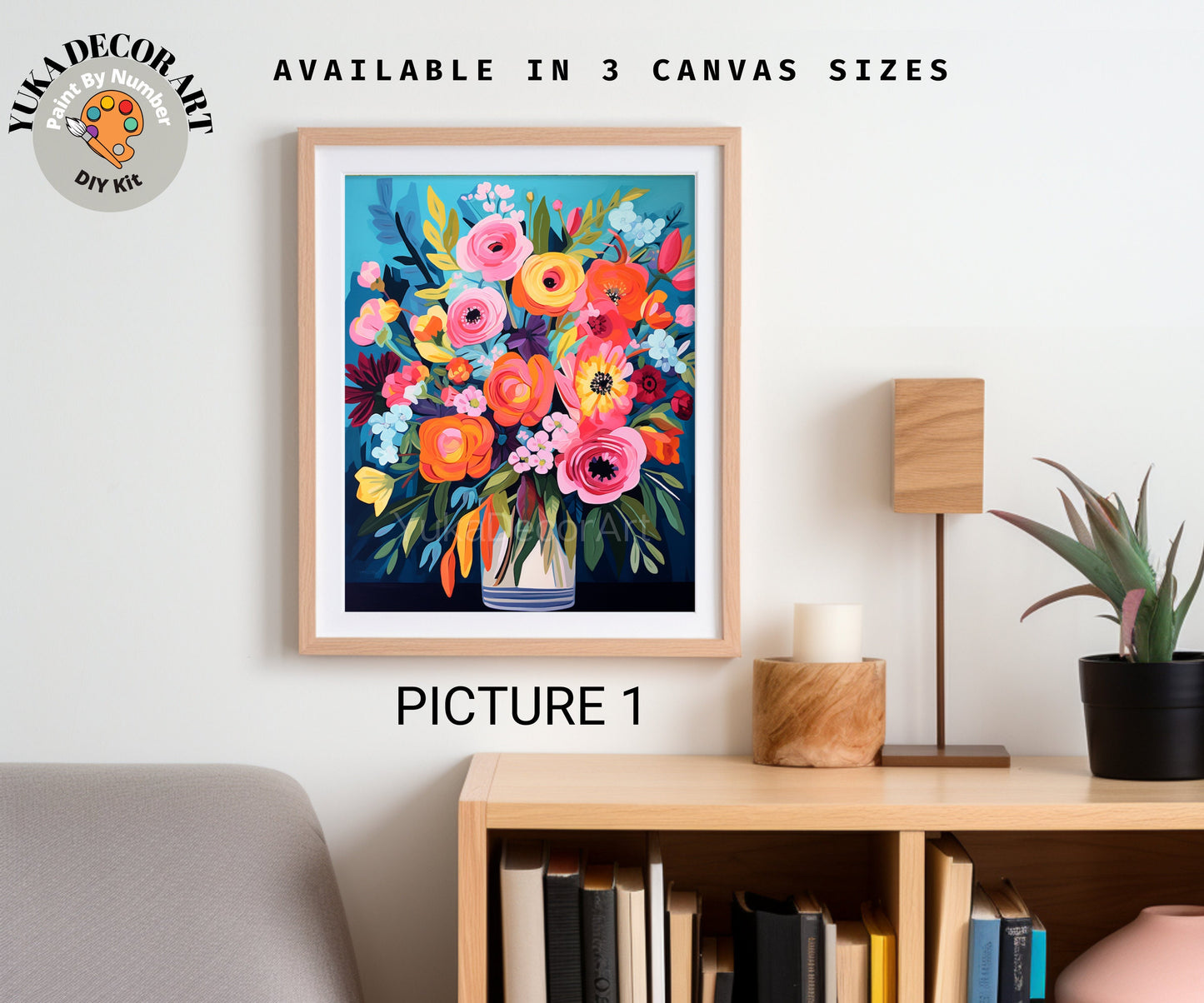 Springflowers PAINT by NUMBER Kit Adults | Set Of 2 | WildFlowers In Vase DIY Painting Easy Beginners Hobby Kit Wall Art Birthday Gift  Mom