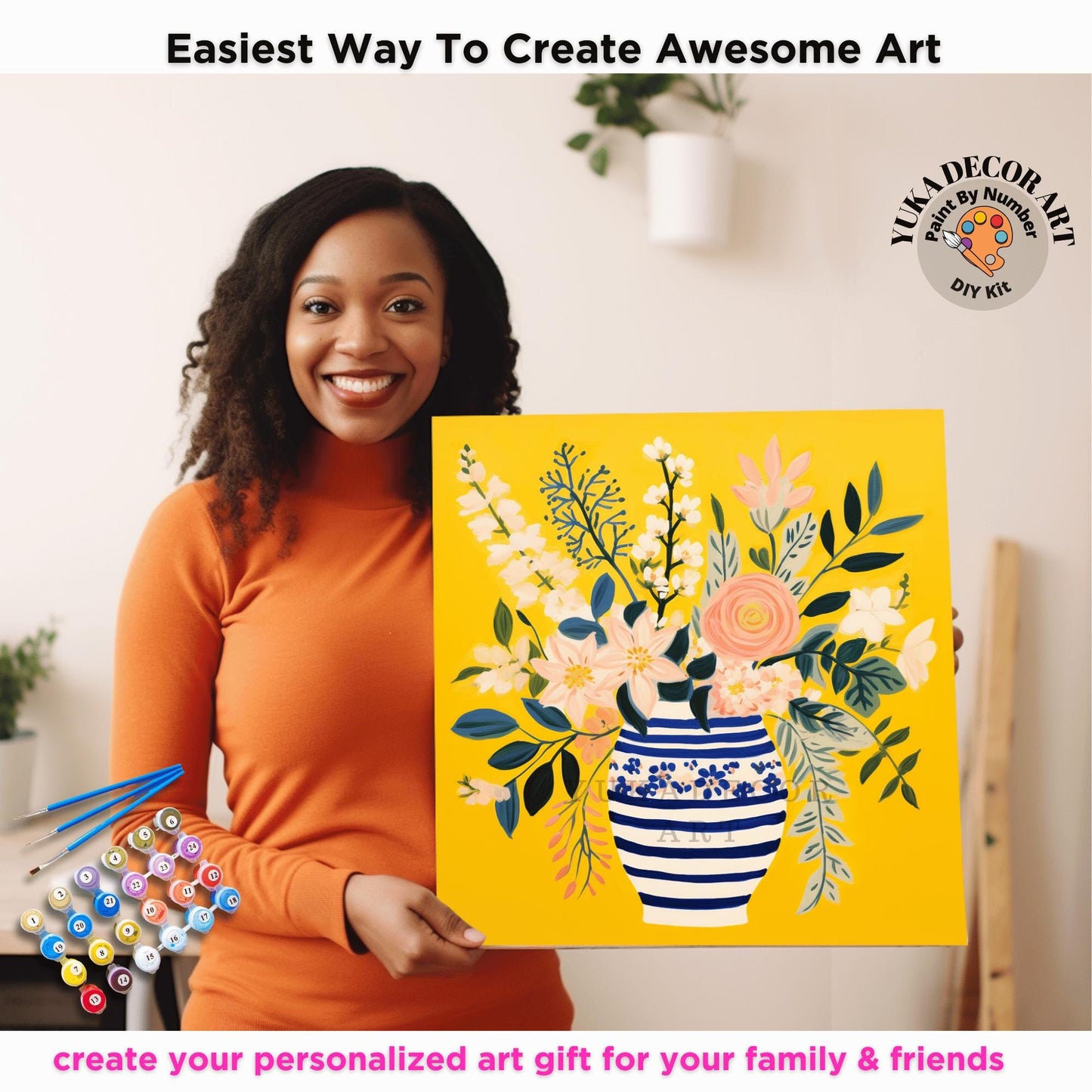 Matisse Flowers PAINT by NUMBER Kit Adult, Flowers Vase Still life Art ,Easy Beginner Acrylic Diy Painting | Gift for Girlfriend Mom Grandma