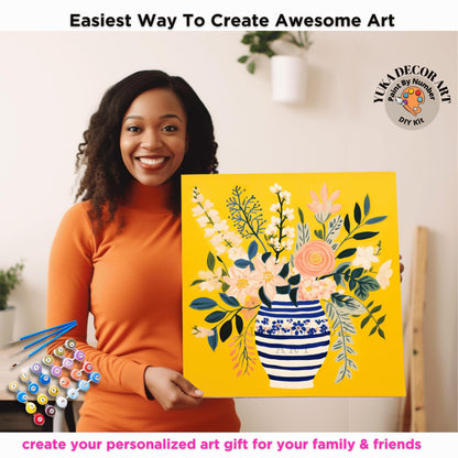 Matisse Flowers PAINT by NUMBER Kit Adult, Flowers Vase Still life Art ,Easy Beginner Acrylic Diy Painting | Gift for Girlfriend Mom Grandma