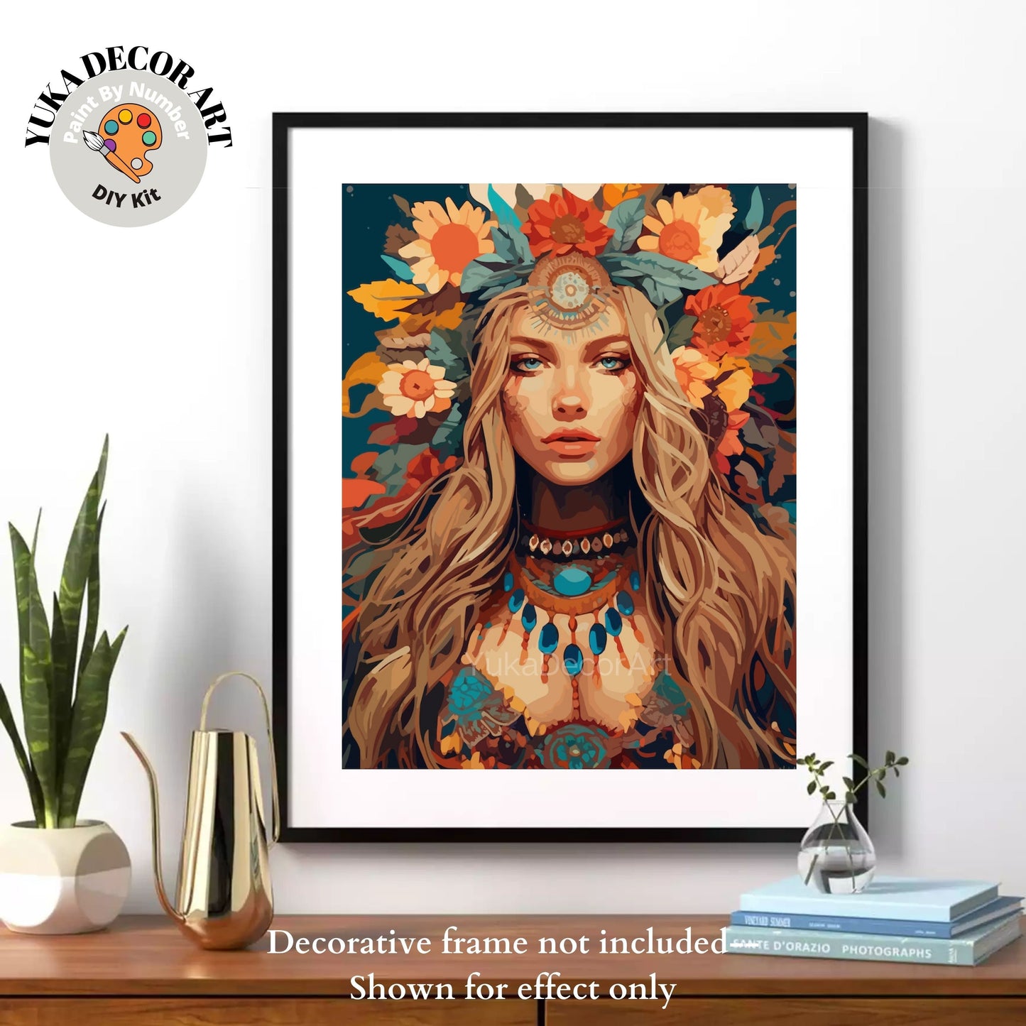 Boho Flower Woman PAINT by NUMBERS DIY Kit Gift Adults Easy Beginners Painting Kit Home Decor Art Bday Gift Girlfriend Wife