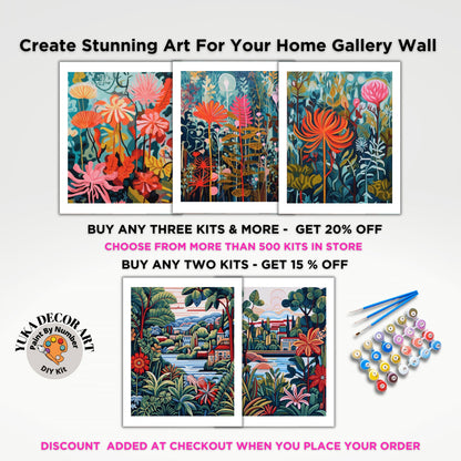 Retro Flowers PAINT by NUMBER DIY Kit Adult Abstract Floral Vibrant Canvas Art Easy Beginner Hobby Kits Custom Decor Gift For Mom Dad Aunt