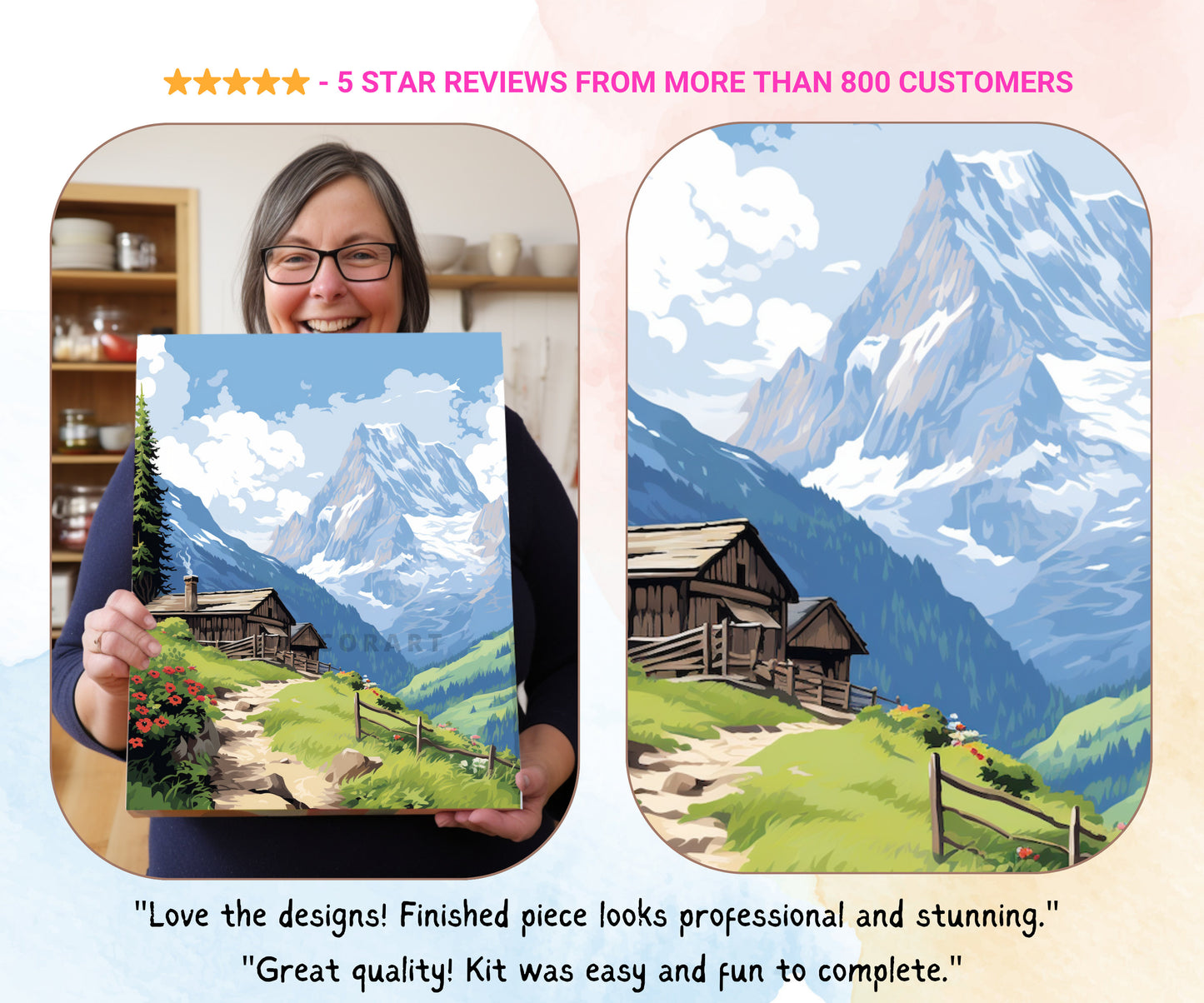 Mountain Cottage Paint by Number Kit DIY Adult Painting Hobby Easy Beginners Birthday Gift for Dad Grandfather Christmas Gift Mom Grandma