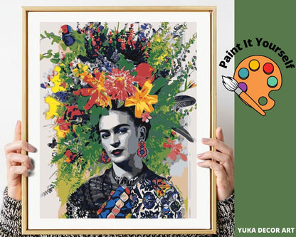 Frida Kahlo PAINT by NUMBERS DIY Kit for Adults ,Mexican Diy Painting ,Easy Beginner's Acrylic Painting Kit,Home Decor Wall Art Gift