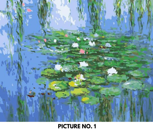 Paint by Numbers Kit for Adults & Kids Easy DIY Art Kit, Monet Lake Water Lilies Garden Art Adults Acrylic Painting Kit  - Home Decor