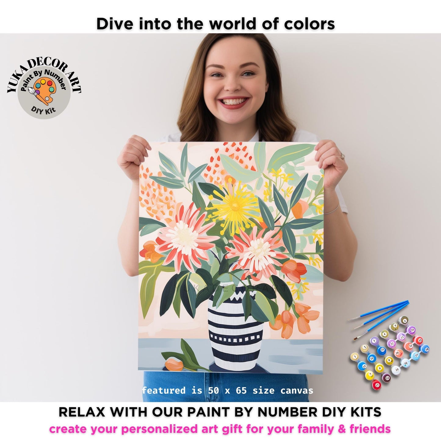 Matisse Style Flowers PAINT by NUMBER Kit Adult Painting DIY by Numbers Easy Beginners Kit Birthday | Gift For Best Friend Girlfriend Wife