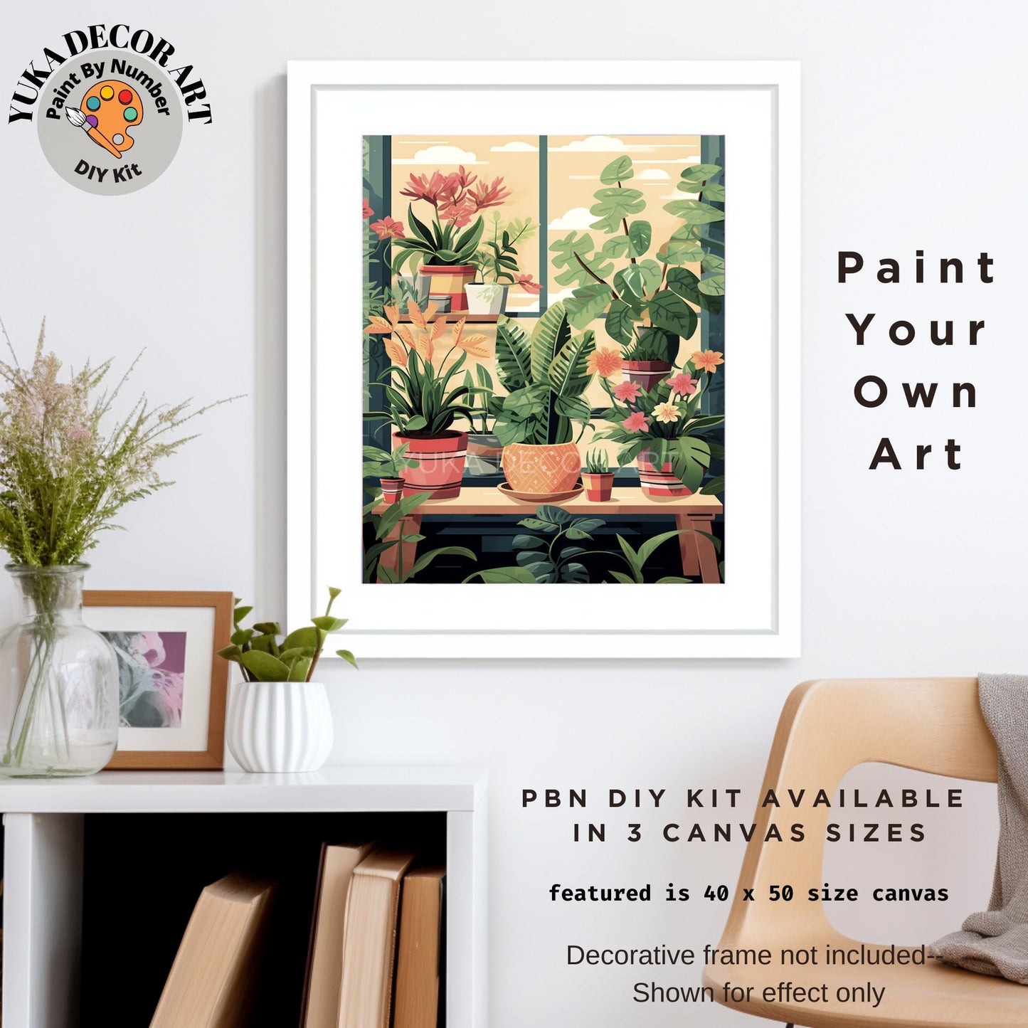 PAINT by NUMBER Kit For Adults Plants Minimalist Boho Ranch Decor Print DIY Painting Easy Beginners Paint Kit Plant Lover Gift For Grandmom