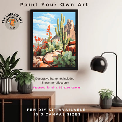 SouthWestern Landscape PAINT by NUMBER Kit Adult Desert Painting Easy Beginner DIY Painting Ranch Decor Housewarming Gift for Mom Girlfriend