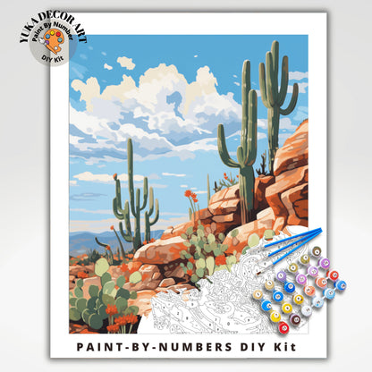 Cactus PAINT by NUMBER Kit Adult Midwest Desert Landscape Painting Easy Beginners  DIY Painting Ranch Decor Birthday Gift for Girlfriend