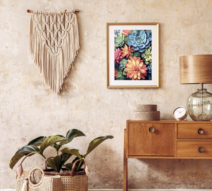 Colourful Succulents PAINT by NUMBER Kit Adult House Plants Garden Lover Easy DIY Beginners Art Painting Kit Birthday Gift For Mom Daughter