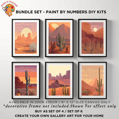Boho Landscape PAINT by NUMBER Kit Adult,Bundle Set of 2/ 3/ 4 / 6 kits , Arizona Texas Rustic Desert Art Beginner Acrylic Painting DIY Kit