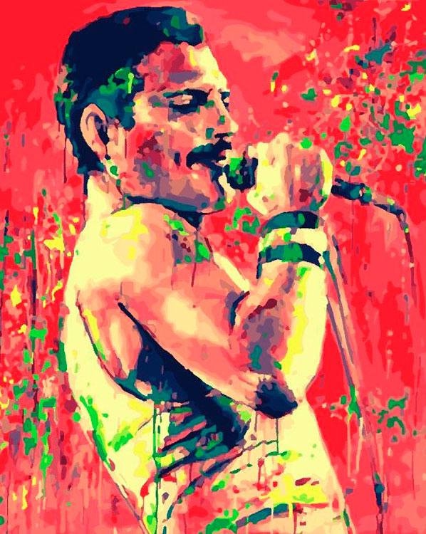 PAINT by NUMBER Kit Adult, The Queen Band,Freddie Mercury Poster ,Easy DIY Beginners Acrylic Painting ,Wall Decor Gift