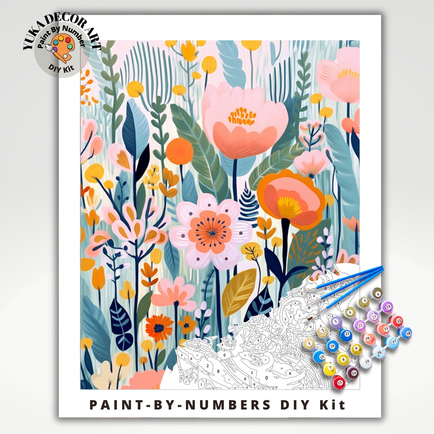 Flowers PAINT by NUMBERs Kit Adults Spring Flowers Floral DIY Painting Easy Beginners Diy Kit Wall Art Housewarming Bday Gift Girlfriend Mom